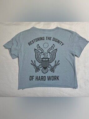 Few Will Hunt Graphic Eagle Crop Tee With Restoring The Dignity Of Hard Work